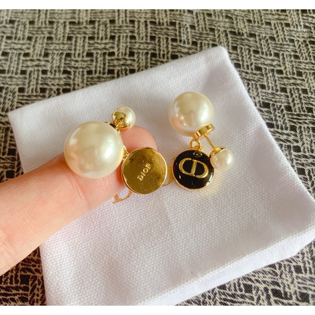 Bông tai mạ bạc 925 hình tròn đính ngọc trai đen thời trang cho nữ