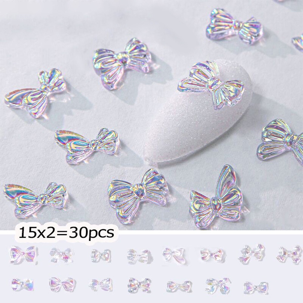 Set 30 Hạt Nhựa Hình Bướm Trong Suốt Đính Móng Nghệ Thuật