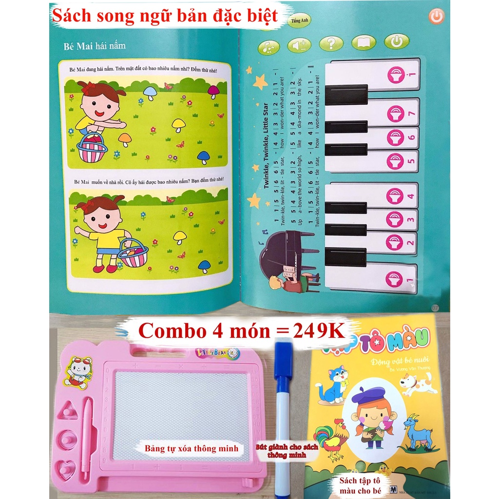 Sách Điện Tử Song Ngữ Có Đàn Piano Cho Bé- Loại Sách Thông Minh Mới Nhất Giúp Con Học Tốt Tiếng Anh và Luyện Trí Tuệ