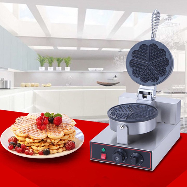 Máy Làm Bánh Waffle Công Nghiệp Khuôn Trái Tim