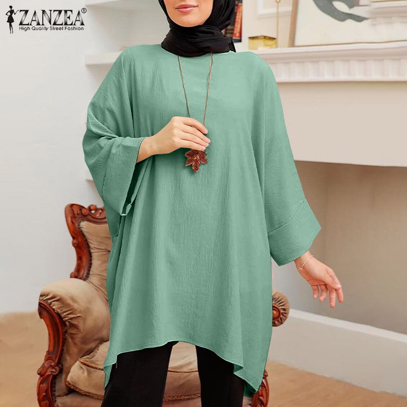 Zanzea Áo Cánh Dơi 3 / 4 Màu Trơn Cho Phụ Nữ Hồi Giáo