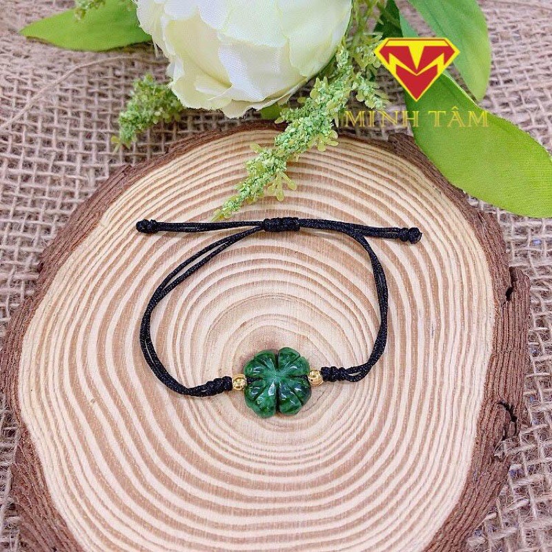 Vòng tay cỏ bốn lá Ngọc Sơn Thủy may mắn-Minh Tâm Jewelry