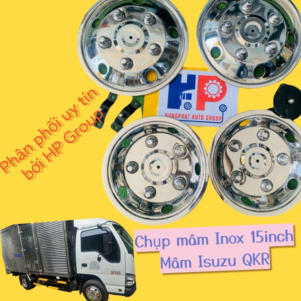 Ốp Mâm Inox 15inch DÀNH CHO XE TẢI ISUZU QKR 210/230/270