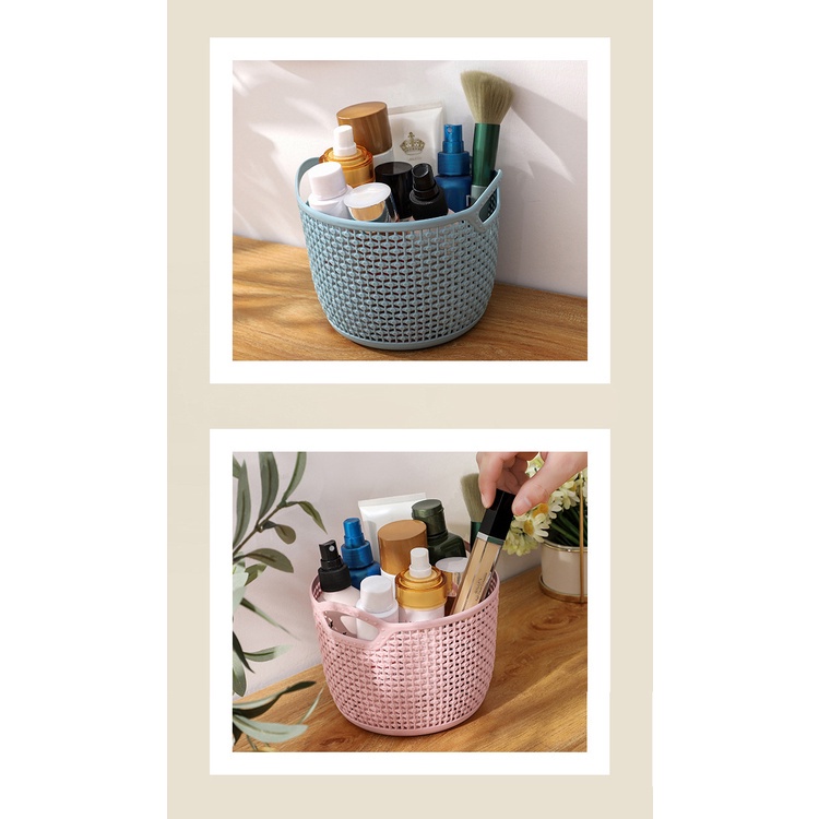 Rổ Nhựa Đựng Vật Dụng Bút Viết, Cọ Trang Điểm Để Bàn Sang Trọng (Số 6)