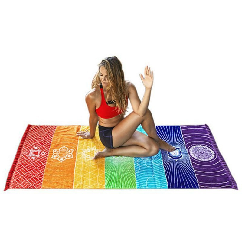 Thảm Tập Yoga / Đi Biển Họa Tiết Cầu Vồng Kích Thước 150x75cm