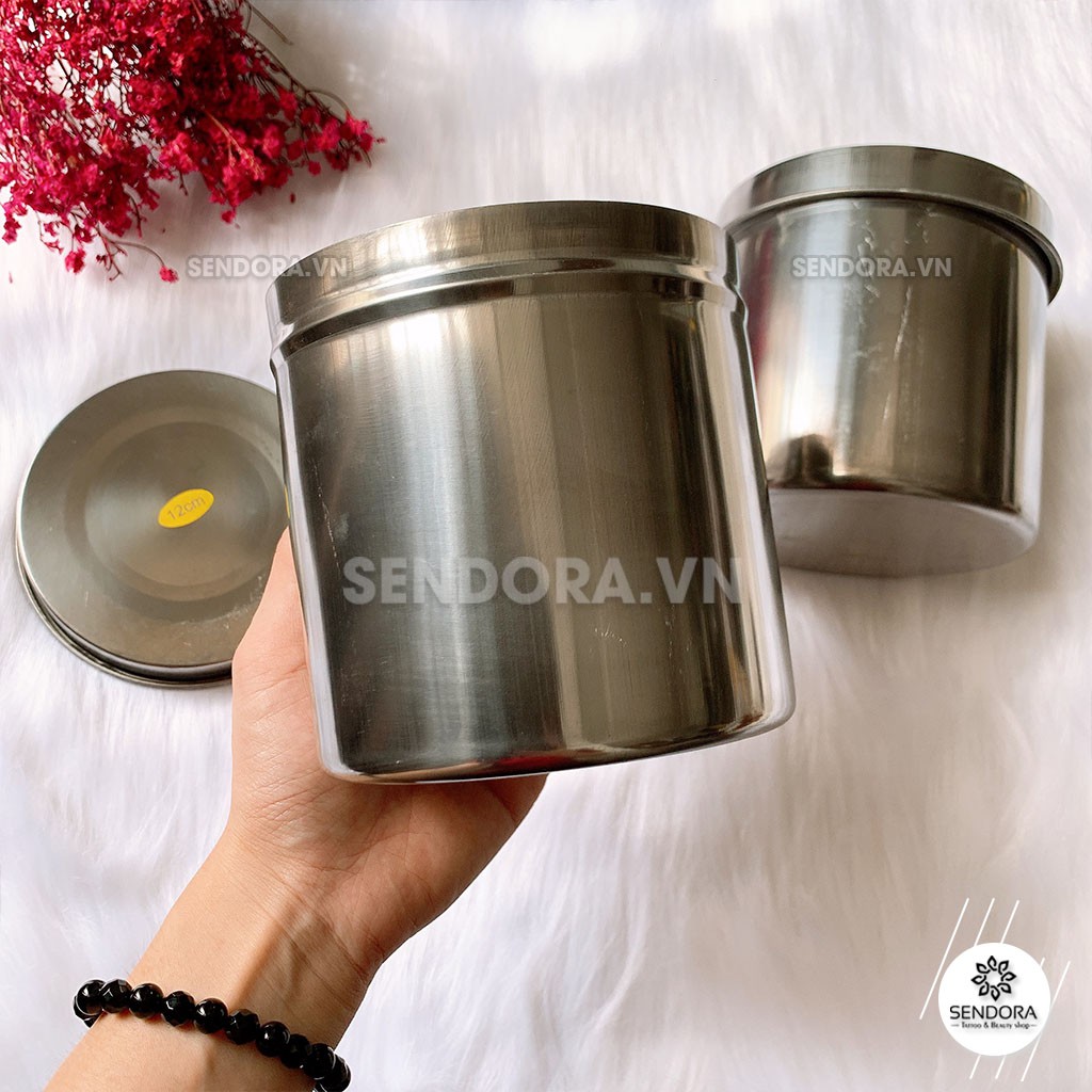 Hộp inox tròn đựng bông gòn y tế, hũ đựng bông y tế