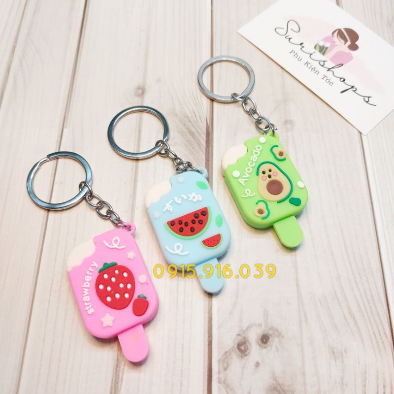 Móc Khóa Hình Cây Kem Dễ Thương, móc khóa cao su mềm