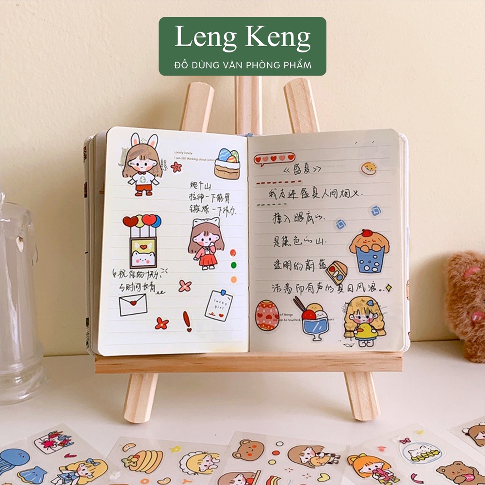Sticker văn phòng phẩm Leng Keng trang trí dán tập vở, bình nước, bút nước