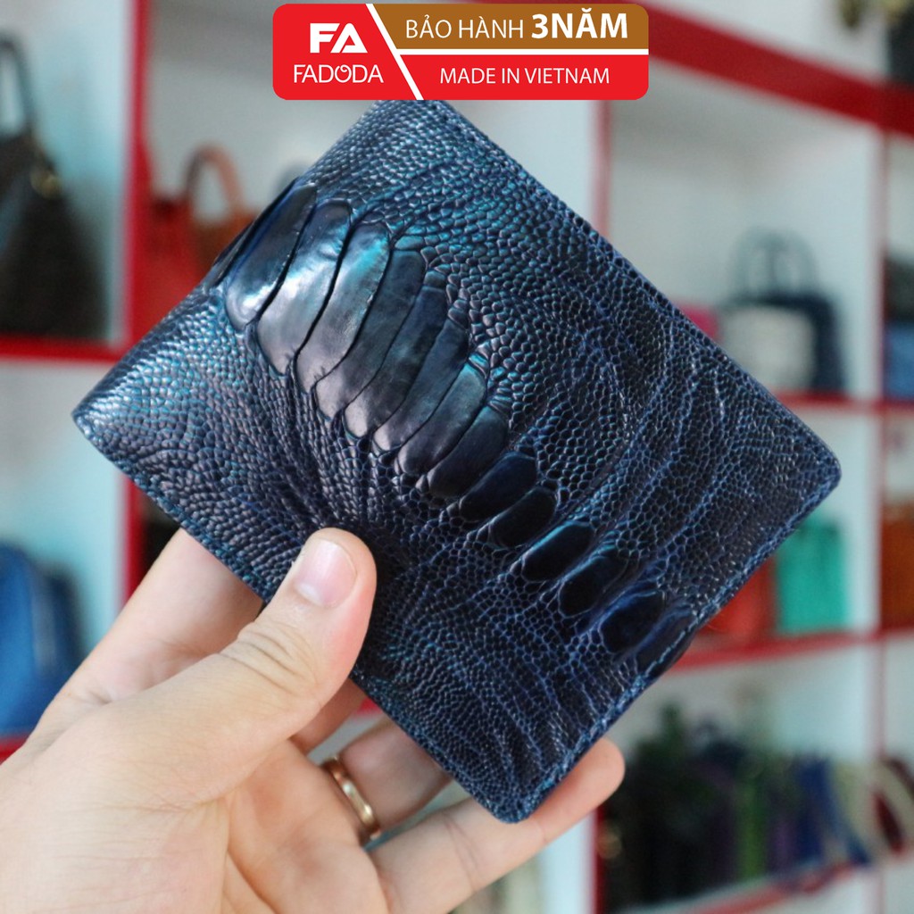 Ví da chân đà điểu Fadoda 2 mặt màu xanh lavi độc đáo khẳng định đẳng cấp - OW04C-06