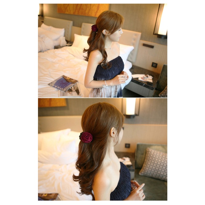 Kẹp Tóc Vải Hàn Quốc Bông Hoa Hồng handmade cao cấp - Kẹp tóc bé gái đuôi ngựa hot trend - Phụ kiện thời trang