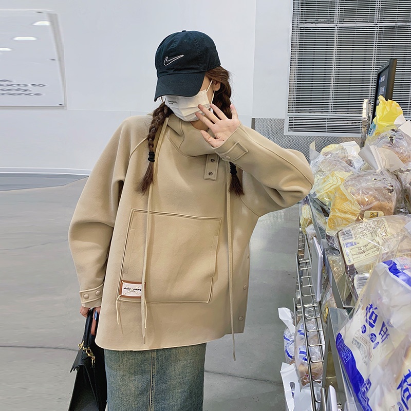 【ZHELIHANGFEI】Áo Hoodie Tay Dài Dáng Rộng Phong Cách Thời Trang Mỹ