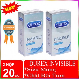 2 hộp bao cao su durex invisible 10s