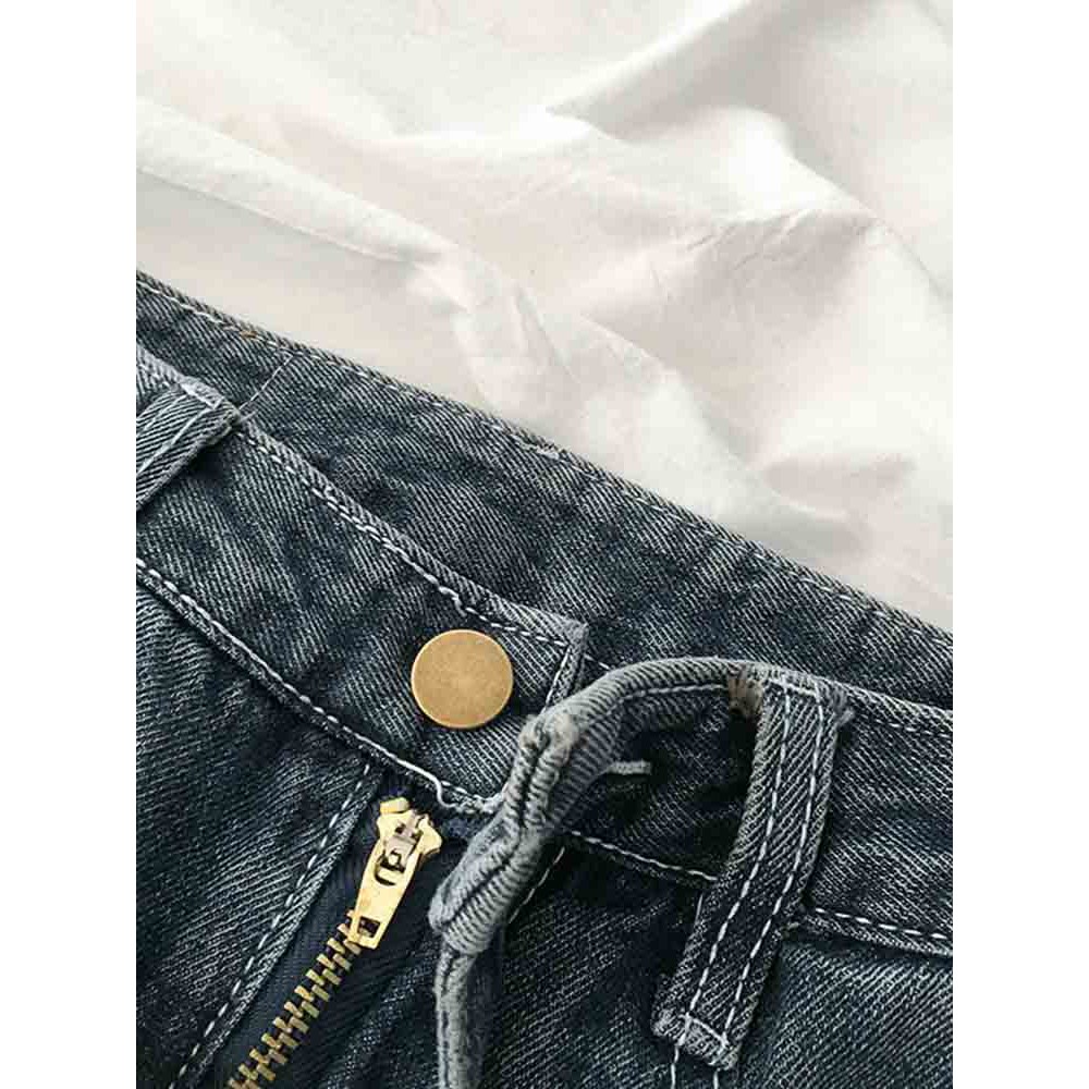 Quần jean cạp cao ống suông rộng ulzzang 3525 | BigBuy360 - bigbuy360.vn