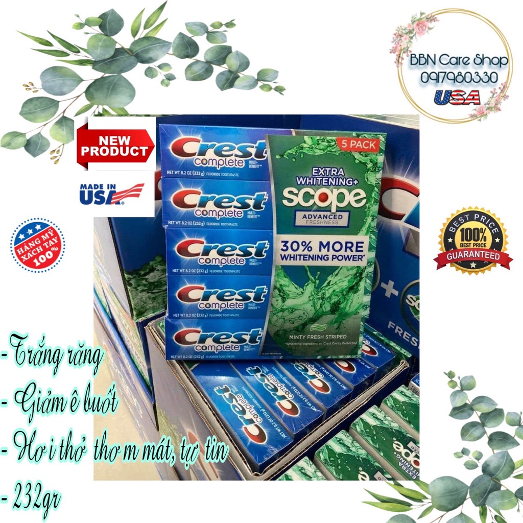 Kem Đánh Răng Crest Complete Multi Benefit Fluoride Toothpaste 232gr - Kem đánh răng Crest Scope 232gr