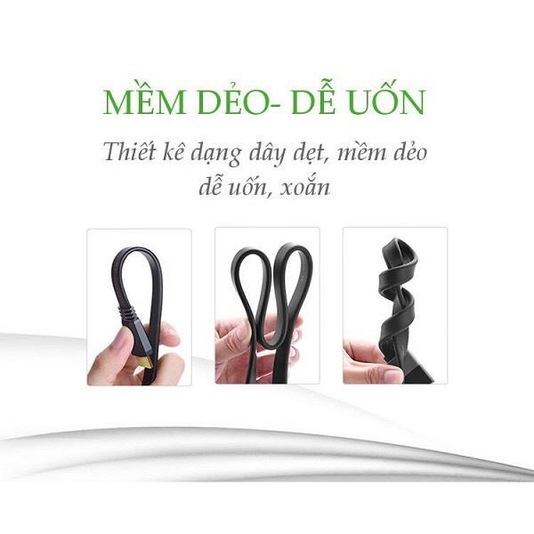 Cáp HDMI chuẩn 2.0 hỗ trợ 4k*2k,3D dây dẹt Ugreen 50820 50821 50819 70159 Dài 1,5m 2m 3m 5m- Hàng Chính hãng
