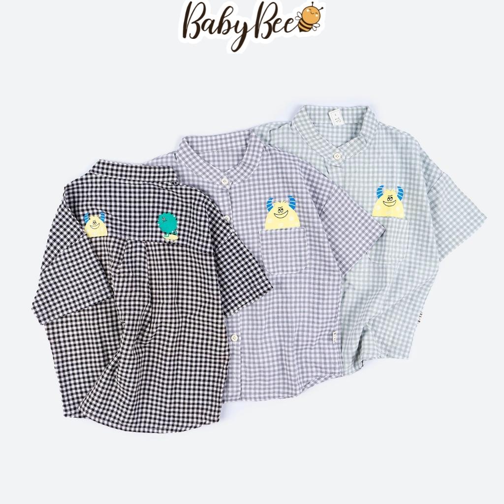 Áo sơ mi bé trai Hàn Quốc BabyBee áo bé trai size đại 14-24kg họa tiết caro SM131