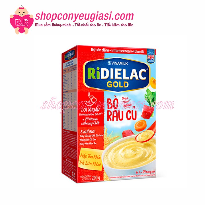 Bột Ăn Dặm RiDielac Bò Rau Củ - Hộp Giấy 200g - Date 2023