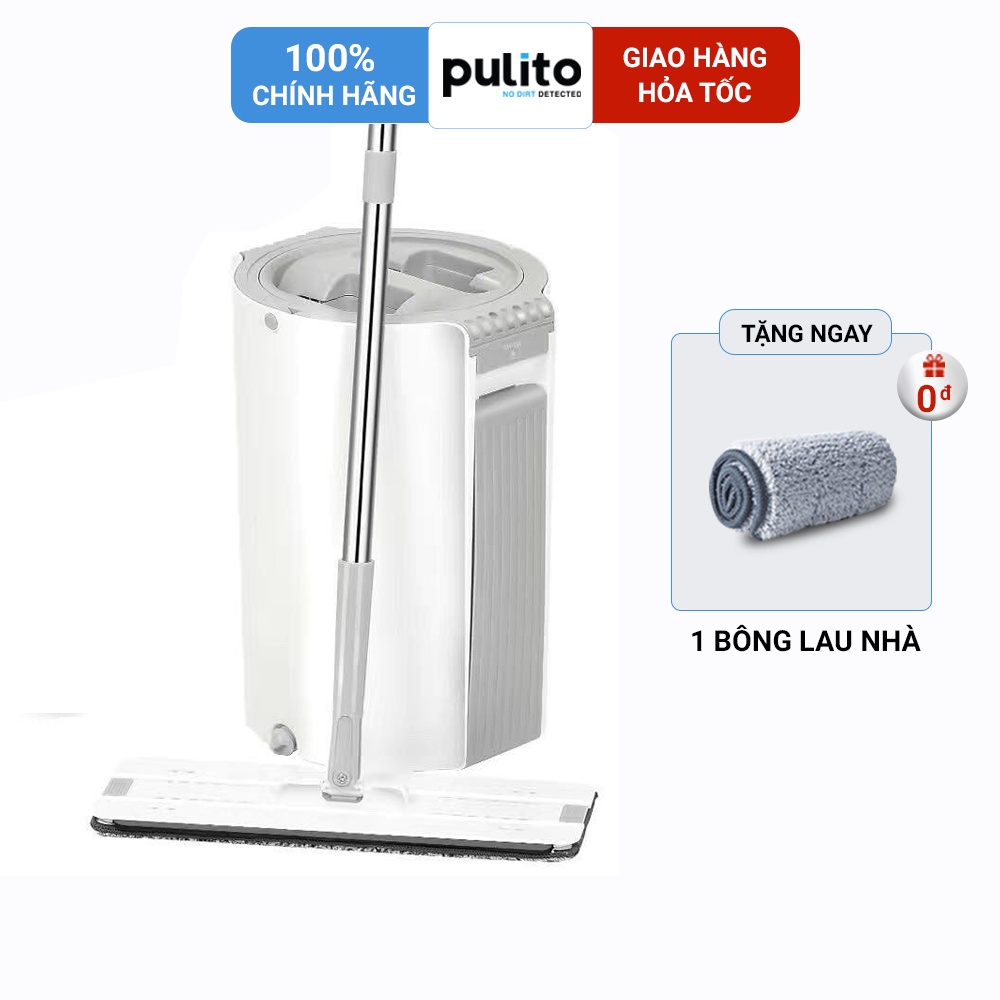 Bộ lau nhà cao cấp thông minh Pulito tự vắt, đầu lau xoay 360 độ (Tặng kèm 1 bông lau) BLN-S6