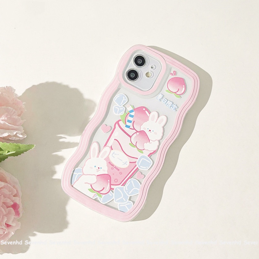 Ốp Điện Thoại Mềm Hình Thỏ Đào Gợn Sóng Cho iPhone 13 12 11 Pro Max Xs Max Xr X 7 8 6 6s +
