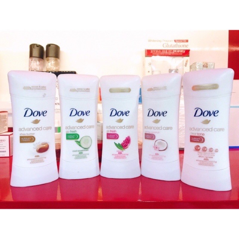 Lăn khử mùi Dove Advanced Care 48h giúp loại bỏ mùi hôi và chống ẩm ướt 74g mt89