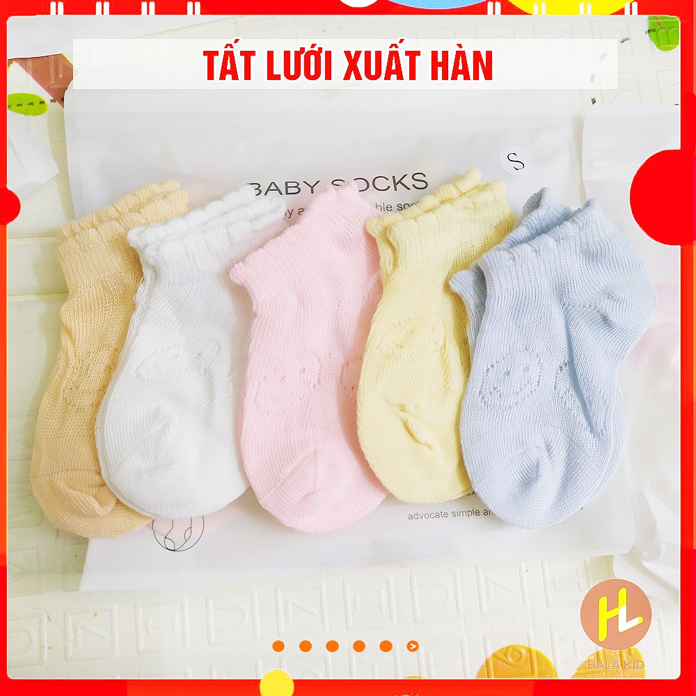 Set 5 đôi TẤT LƯỚI cotton xuất hàn mềm mịn , thoáng mát cho bé 0-3 tuổi -QATE0019