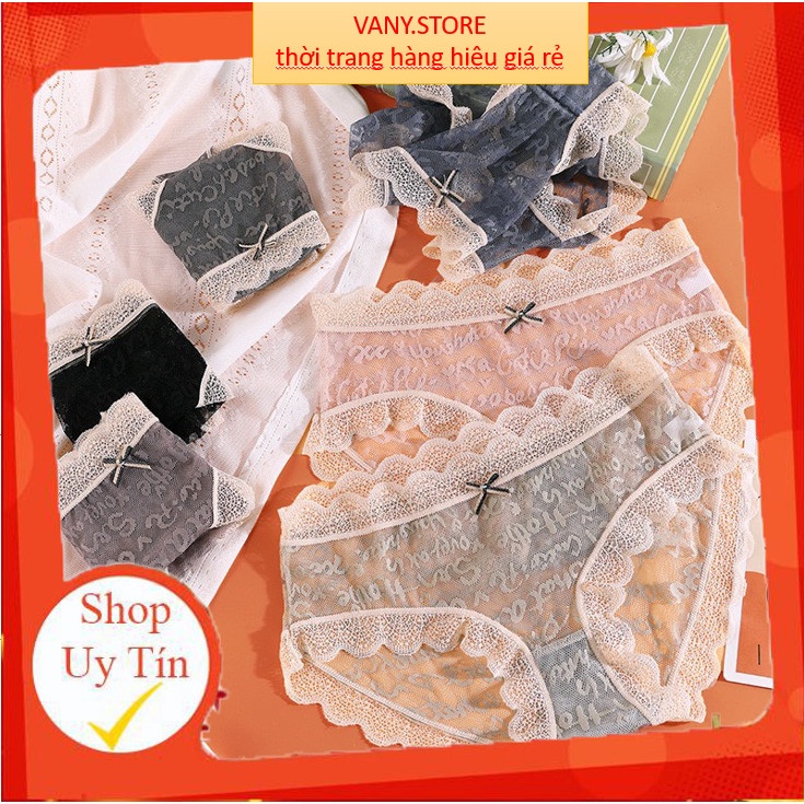 Quần Lót Nữ Ren Gấm Sexy phối viền ren gợn sóng quyến rũ tôn dáng sexy mẫu A43