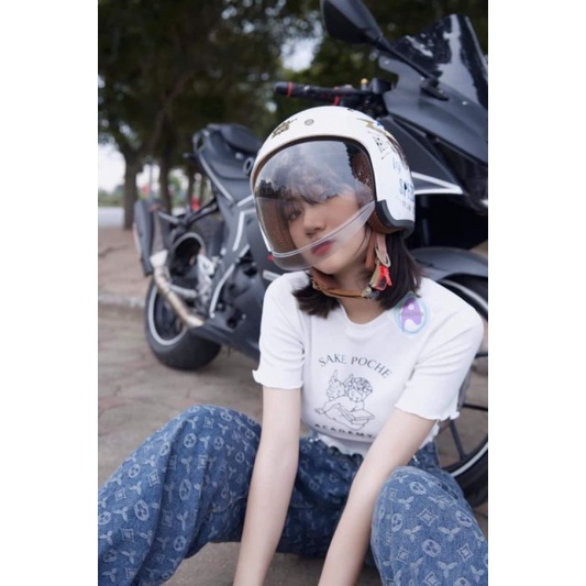 Nón bảo hiểm 3/4 kính âm Royal M139 Trắng tem V9 -mũ bảo hiểm đẹp bảo hành 1 năm