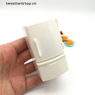 Tủ lạnh đồ chơi màu trắng trang trí nhà búp bê
