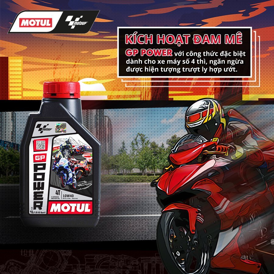 Nhớt Motul GP Power 4T 0.8L, 1L