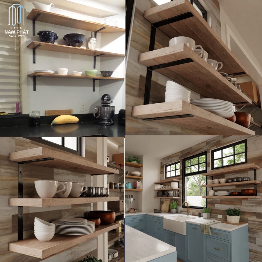 Bộ 2 giá đỡ chữ L, EKE Góc,Giá đỡ kệ ke bắt tường bằng thép phủ sơn tĩnh điện đen cực dày, kèm phụ kiện vít tắc kê