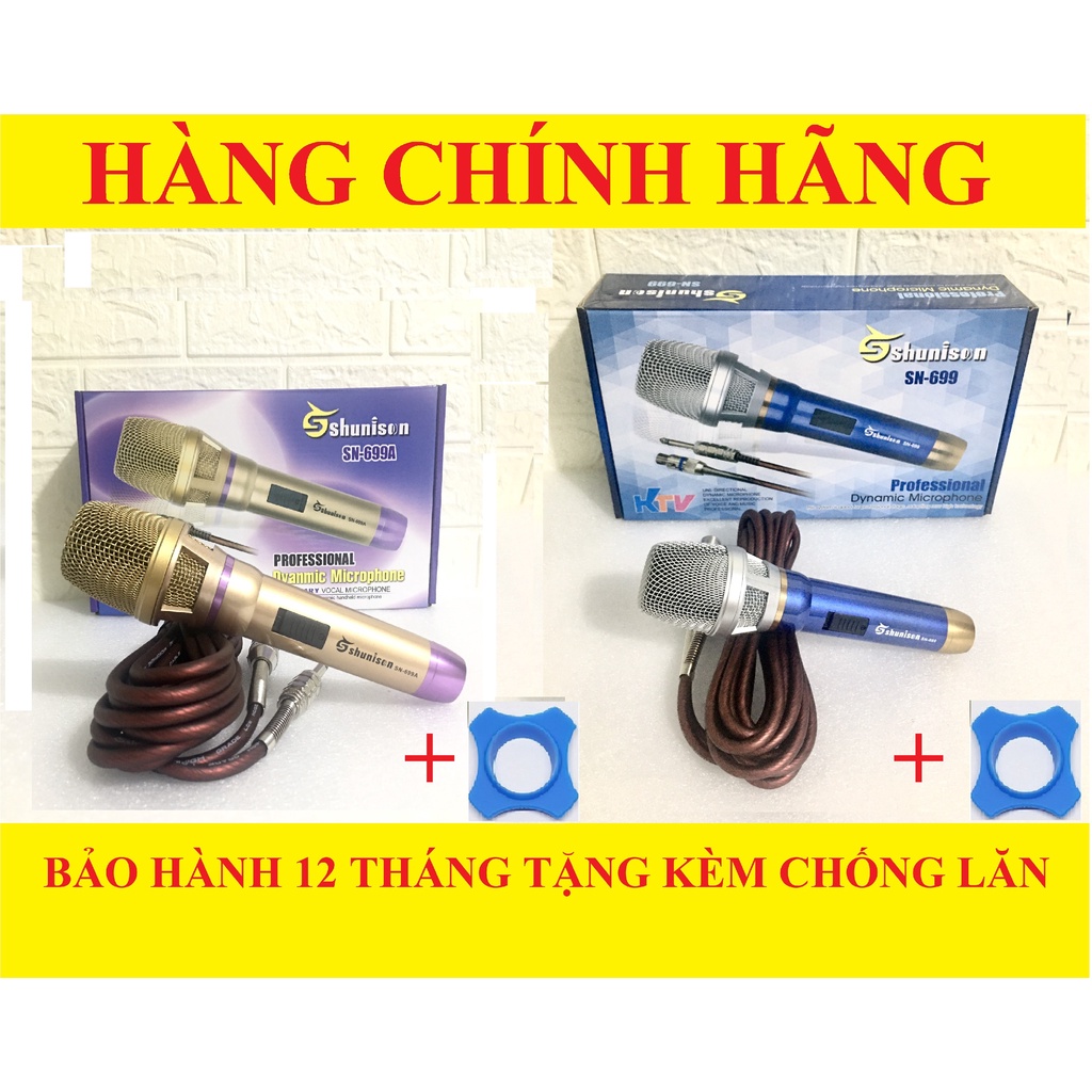 Micro Có Dây SHUNISON SN 699 - 699A Chính Hãng,Hút Giọng, Hát Nhẹ, Hỗ Trợ Chống Hú Tốt,KhungINOX Cứng Cáp,Dây Chống Xoắn