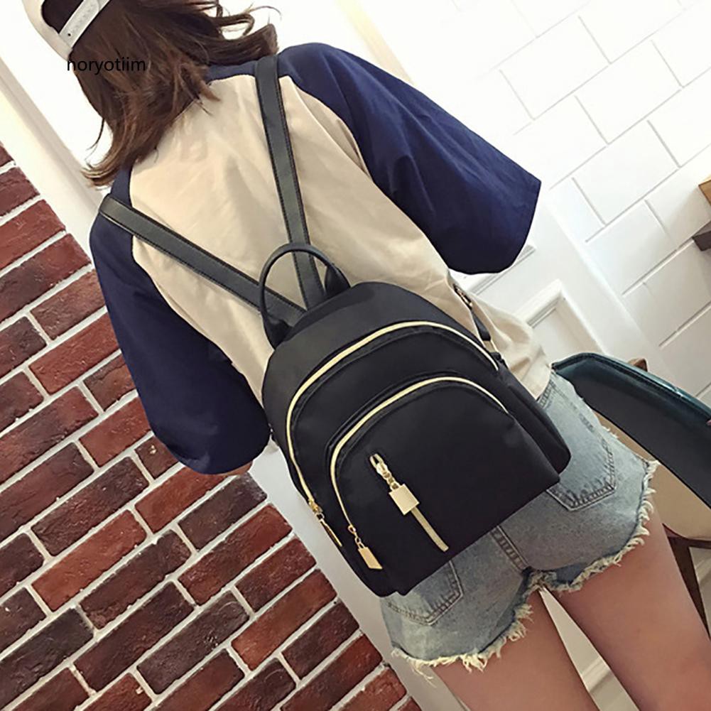 Balo học sinh nữ làm từ sợi nylon chống nước có khóa kéo