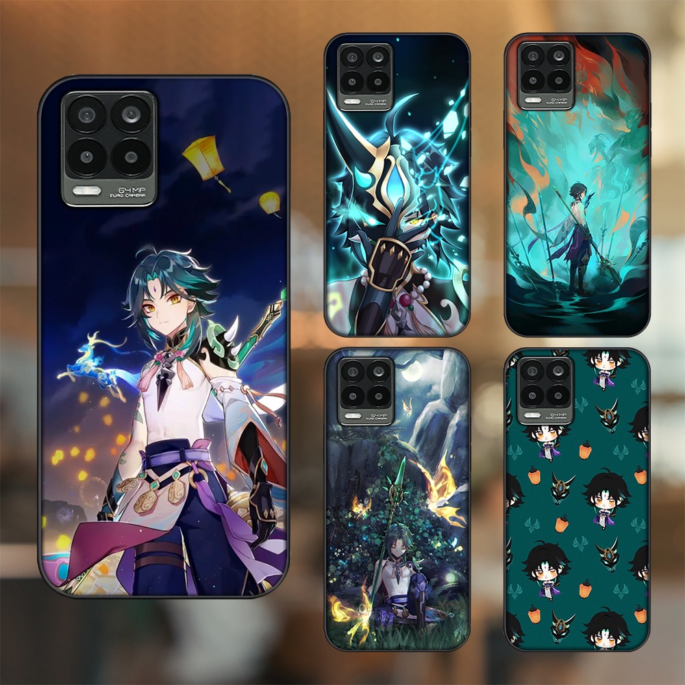 Ốp lưng Realme 8, 8 Pro viền đen in hình Xiao Genshin Impact