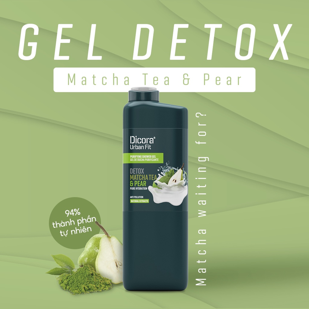 Sữa tắm Dicora Urban Fit detox Matcha và chiết xuất trái Lê 750ml - BioTopcare Official