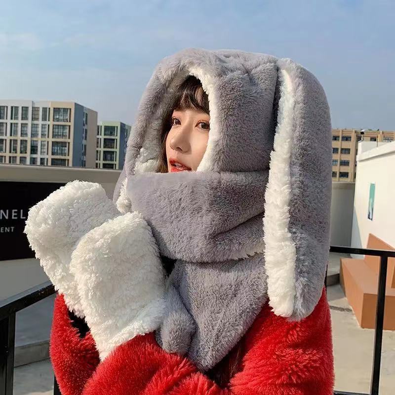 Mũ tai thỏ kèm găng tay dễ thương cho nữ