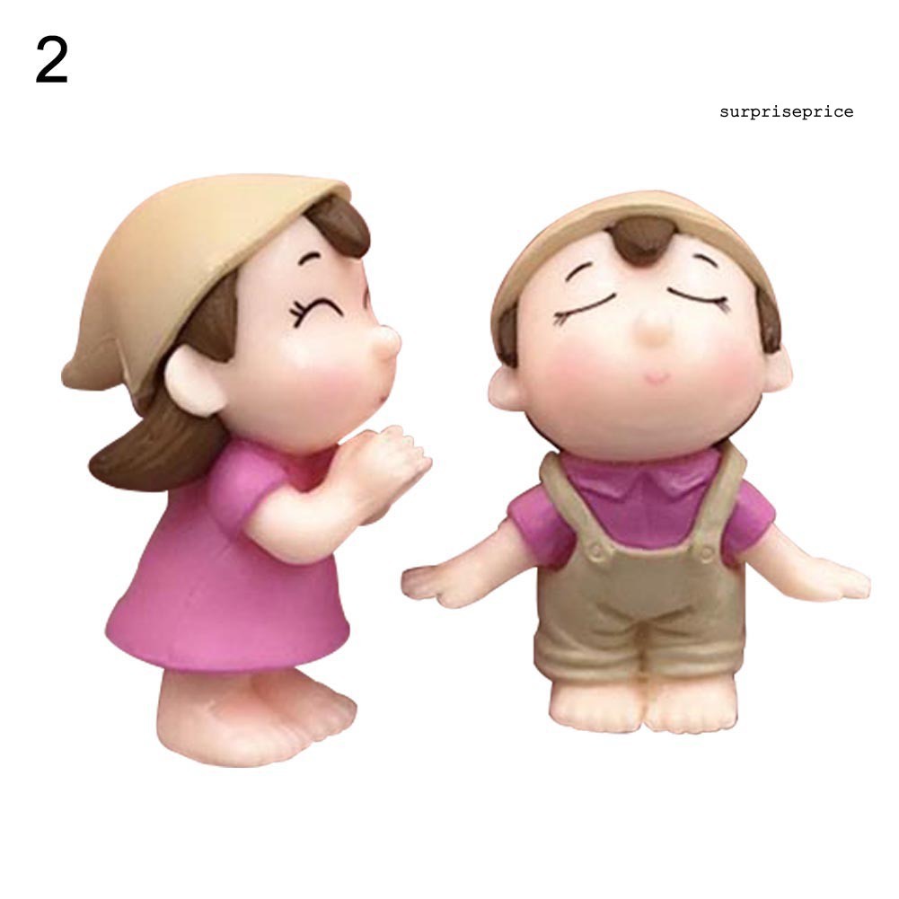 Set 2 Mô Hình Cặp Đôi Bé Trai Và Bé Gái Dễ Thương Trang Trí Sân Vườn