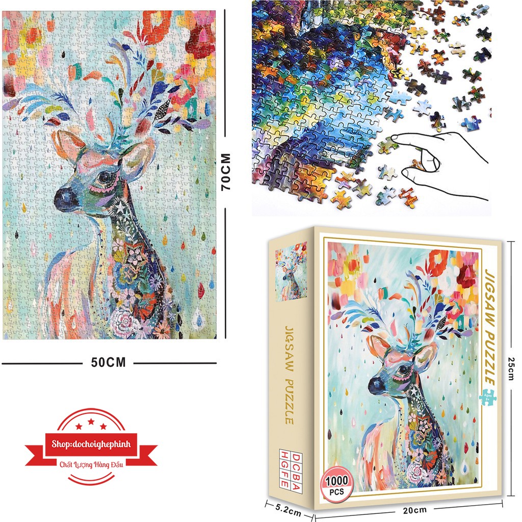 [Mã 12LSSALE giảm 100% đơn 50k] Bộ Tranh Ghép Xếp Hình 1000 Pcs Jigsaw Puzzle (Tranh ghép 70*50cm) Bản Thú Vị Cao Cấp