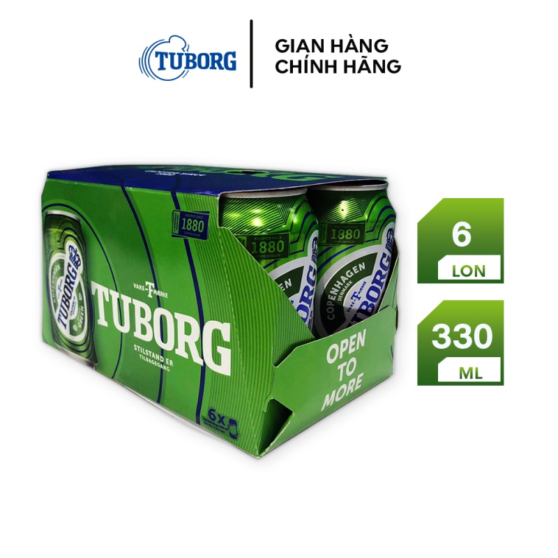 Lốc 6 lon bia Tuborg 330ml/lon