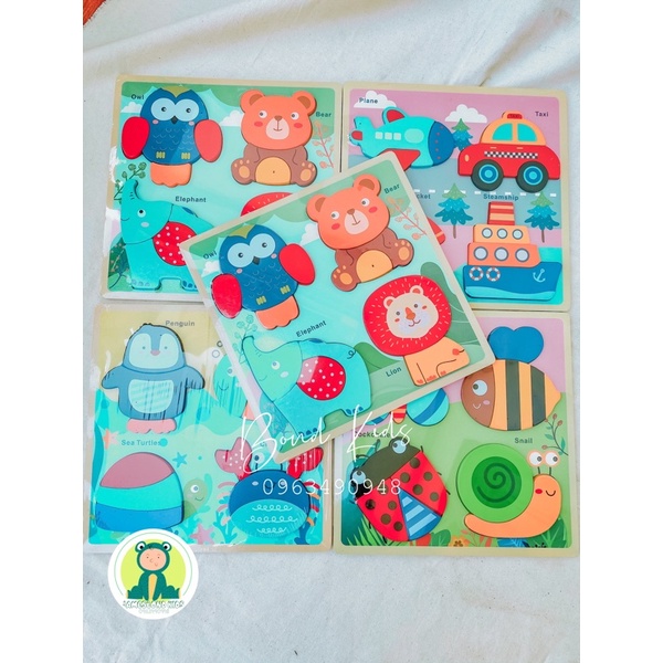 XẾP HÌNH BẢNG GỖ lắp ghép hình con vật cho bé giúp bé phát triển tư duy-Bond& Kids