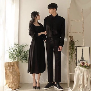 Đồ đôi nam nữ đẹp Set Váy nữ sơ mi nam đôi Hàn Quốc