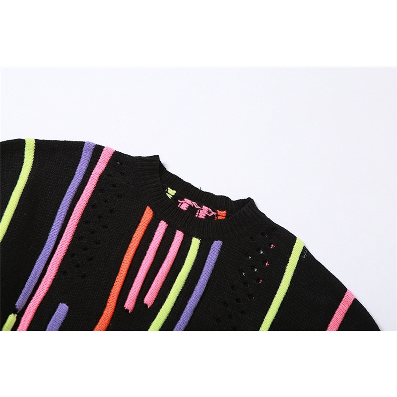 DUNEA Áo Sweater Dệt Kim Cổ Tròn Tay Dài Phối Tua Rua Nhiều Màu Sắc Xinh Xắn Cho Nữ