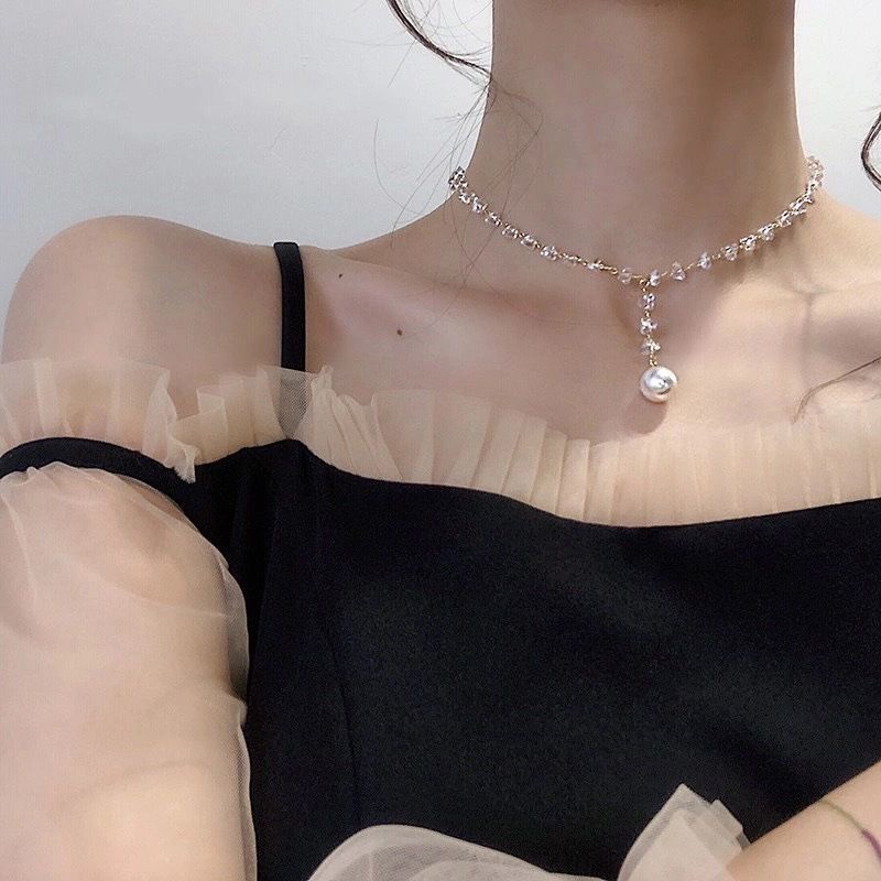 [HOT] VÒNG CỔ DÂY CHUYỀN CHOKER ĐÍNH ĐÁ ĐÍNH HẠT NGỌC NHÂN TẠO THỜI TRANG SANG TRỌNG PHONG CÁCH HÀN QUỐC 222VC055