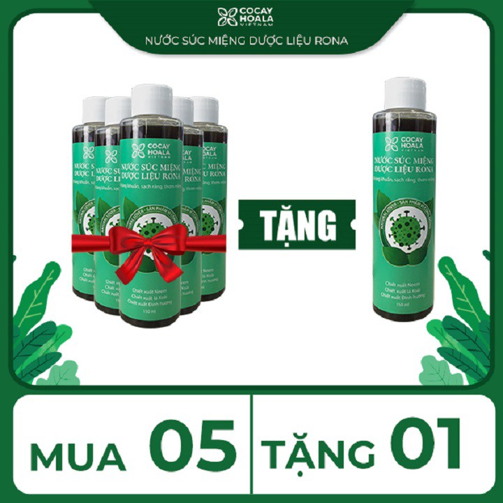 [5 Chai tặng 1] Combo 5 chai nước súc miệng Rona COCAYHOALA 150ml tặng 1 chai cùng loại