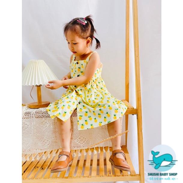 [Rẻ vô địch] Váy Hai Dây Túi Đắp Quả Dứa Vintage Lót Vai Hàng Thiết Kế Xinh Đẹp