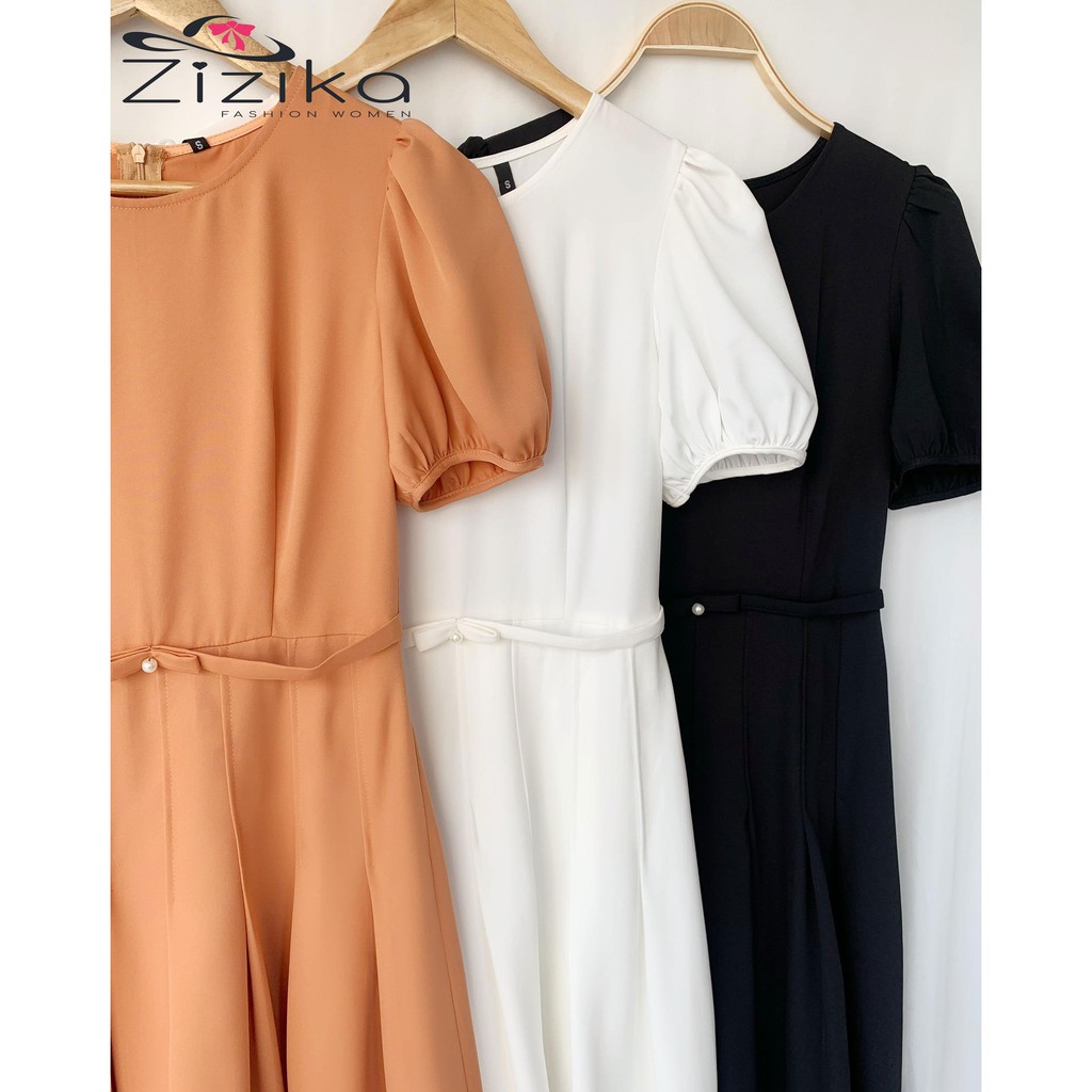 (Đầm thiết kế) Váy đầm công sở thời trang Zizika cổ tròn nơ eo - V09 | BigBuy360 - bigbuy360.vn