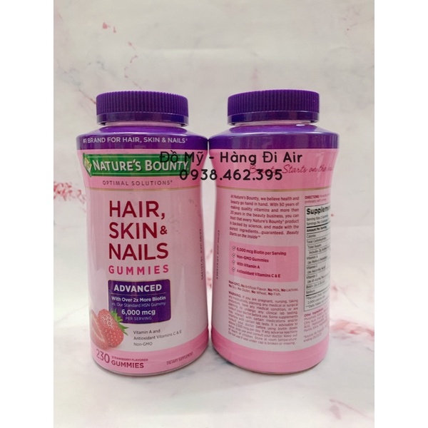 Kẹo dẻo Hair, Skin and Nails Gummies 230 viên