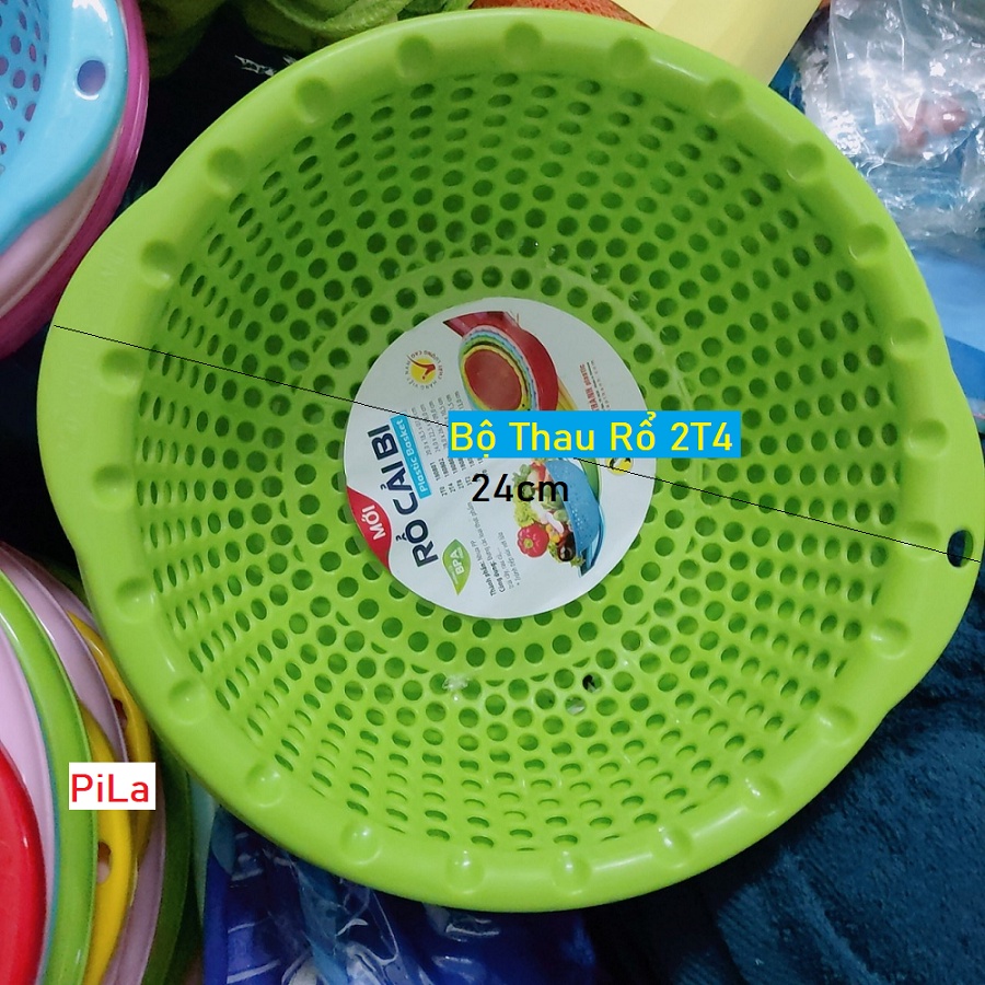Bộ Thau Rổ Đựng Rau Quả 24cm (2T4)