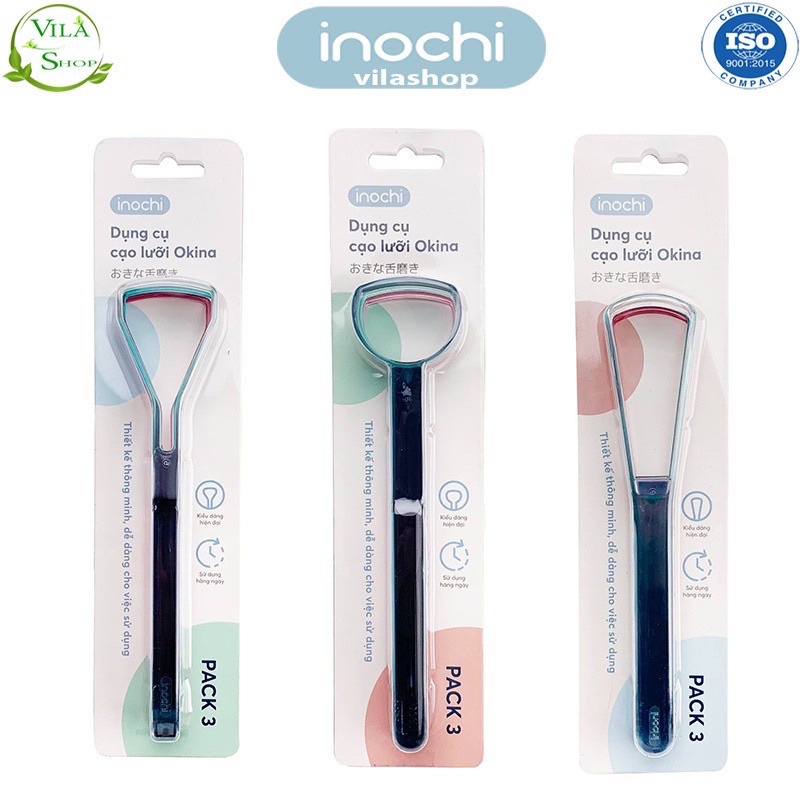 Bộ 3 Chiếc Cạo Lưỡi INOCHI Dụng Cụ Vệ Sinh Răng Miệng Cao Cấp