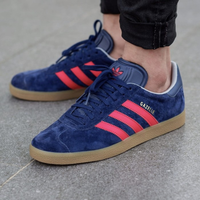 Giày Thể Thao Adidas Gazelle Da Lộn Màu Xanh Navy / Đỏ