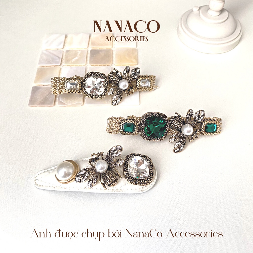 Kẹp tóc mái nữ đính đá con ong Hàn Quốc đẹp, phụ kiện tóc nhiều màu hot trend NanaCo
